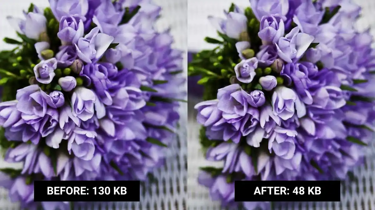 Before and after compressing image to 50KB