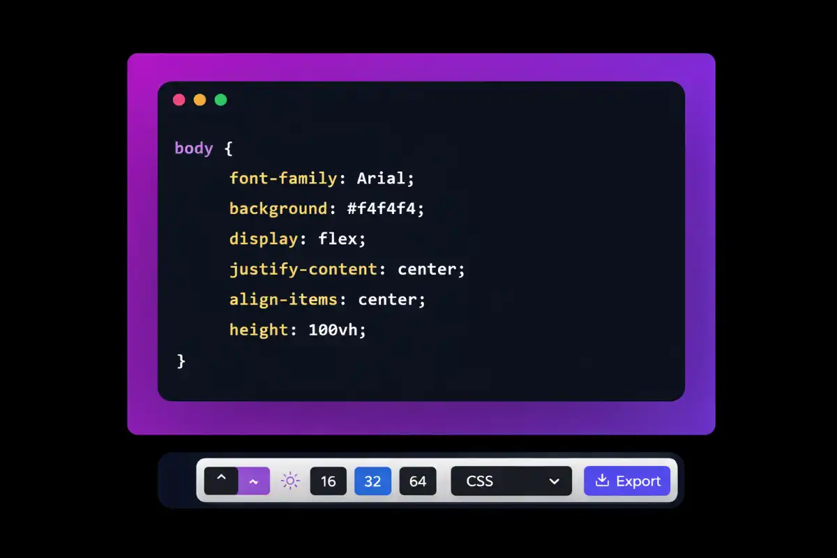 Code to image tool interface preview